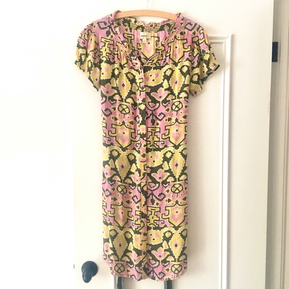 ANTHRO Porridge button up print dress waist tie - Picture 4 of 8